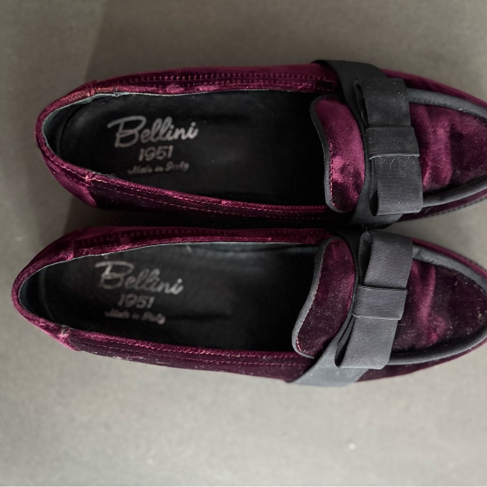 Bellini Red and Black Velvet Loafers Flats